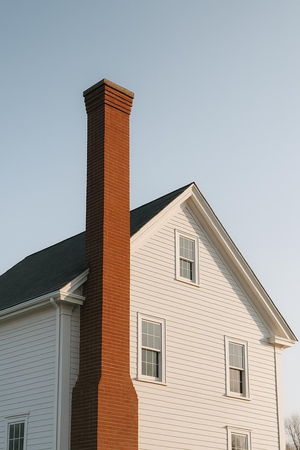 Brick chimney on a colonial house (illustration)
